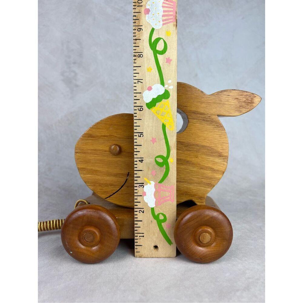 Vintage Wooden Whale Kids Pull Toy Come Along 1990s Montessori - Picture 3 of 8